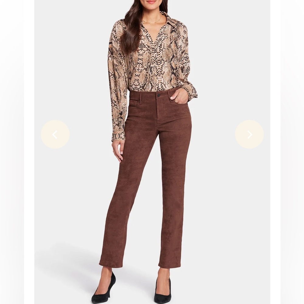 NYDJ 🎉host pick x2🎉🎈NWT Sheri Slim Faux Suede pants in Chocolate Brown